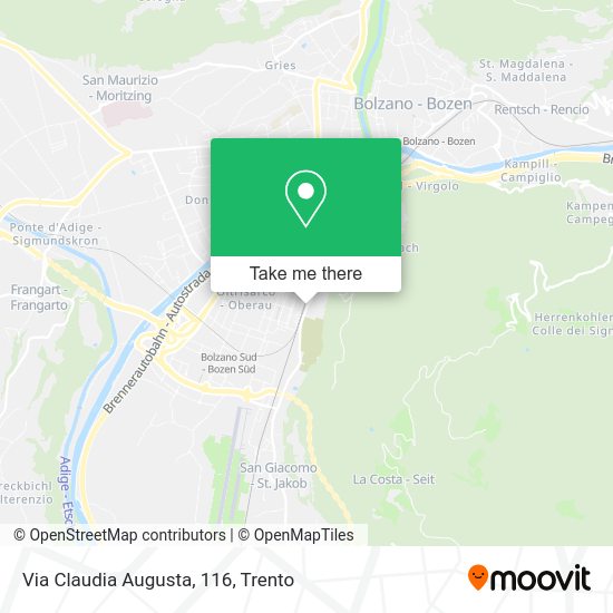 Via Claudia Augusta Map How To Get To Via Claudia Augusta, 116 In Bolzano By Bus, Train Or  Funicular?
