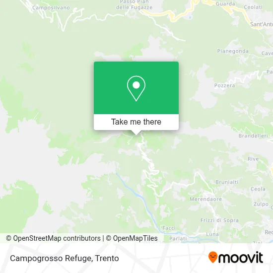 Campogrosso Refuge map