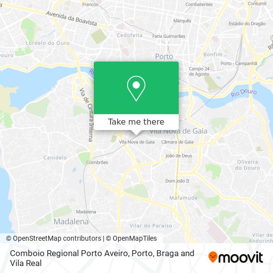Comboio Regional Porto Aveiro map