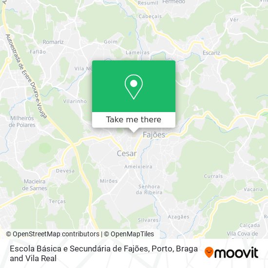 Escola Básica e Secundária de Fajões mapa