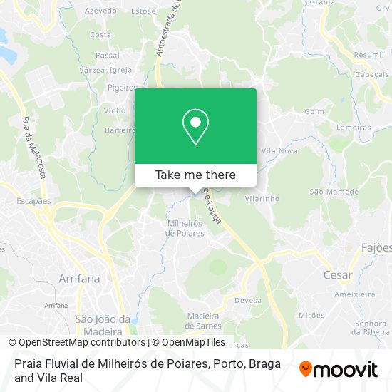 Praia Fluvial de Milheirós de Poiares map