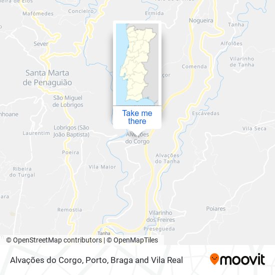Alvações do Corgo mapa