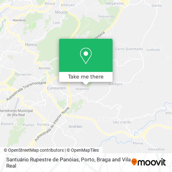 Santuário Rupestre de Panóias mapa