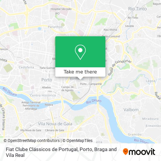 Fiat Clube Clássicos de Portugal mapa