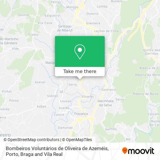 Bombeiros Voluntários de Oliveira de Azeméis mapa