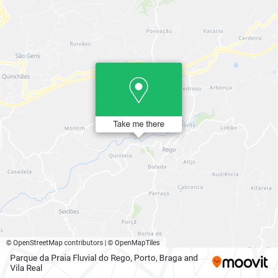 Parque da Praia Fluvial do Rego mapa