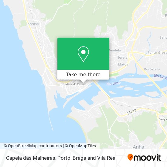 Capela das Malheiras mapa