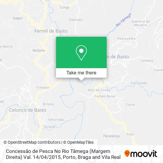 Concessão de Pesca No Rio Tâmega (Margem Direita) Val. 14 / 04 / 2015 mapa