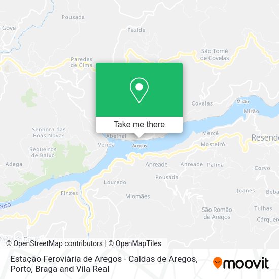 Estação Feroviária de Aregos - Caldas de Aregos mapa