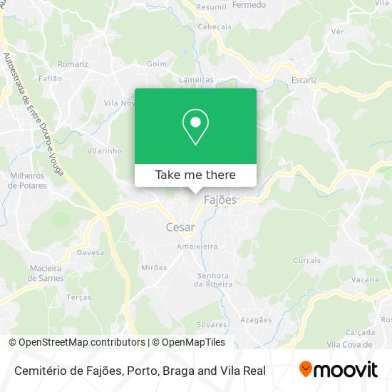 Cemitério de Fajões mapa