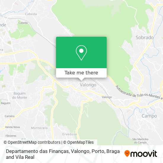 Departamento das Finanças, Valongo map