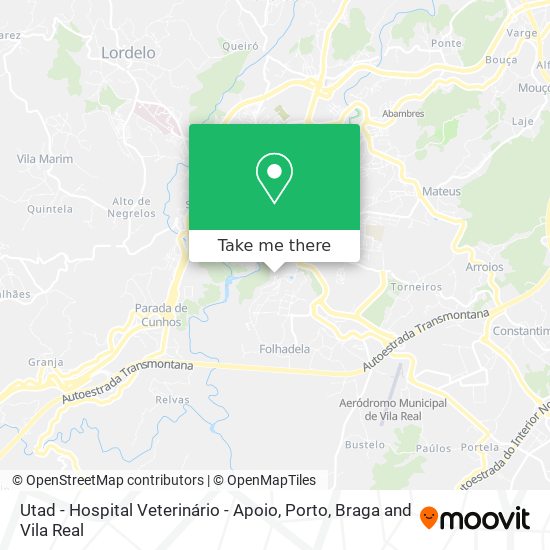 Utad - Hospital Veterinário - Apoio mapa