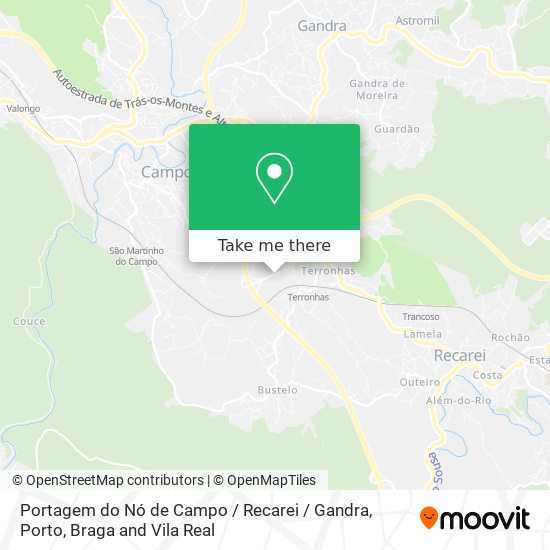 Portagem do Nó de Campo / Recarei / Gandra mapa