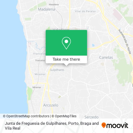 Junta de Freguesia de Gulpilhares mapa