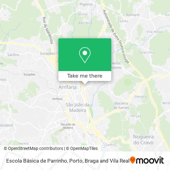 Escola Básica de Parrinho mapa