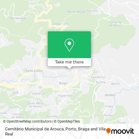 Cemitério Municipal de Arouca mapa