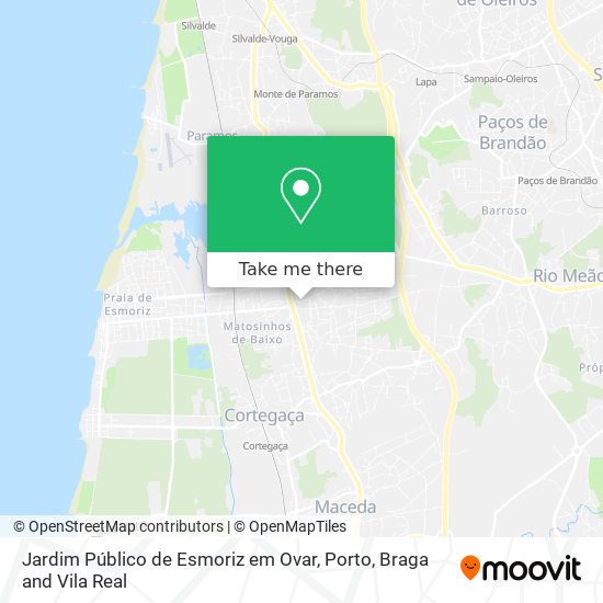 Jardim Público de Esmoriz em Ovar mapa