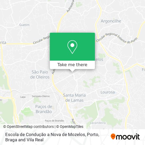 Escola de Condução a Nova de Mozelos mapa