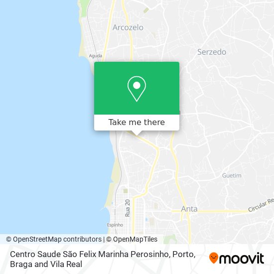Centro Saude São Felix Marinha Perosinho map