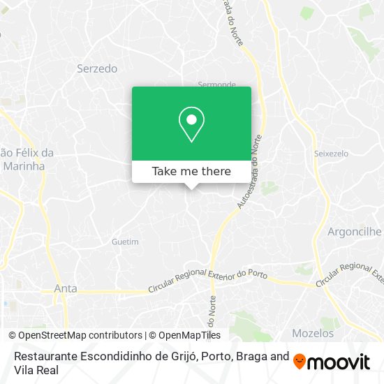 Restaurante Escondidinho de Grijó mapa