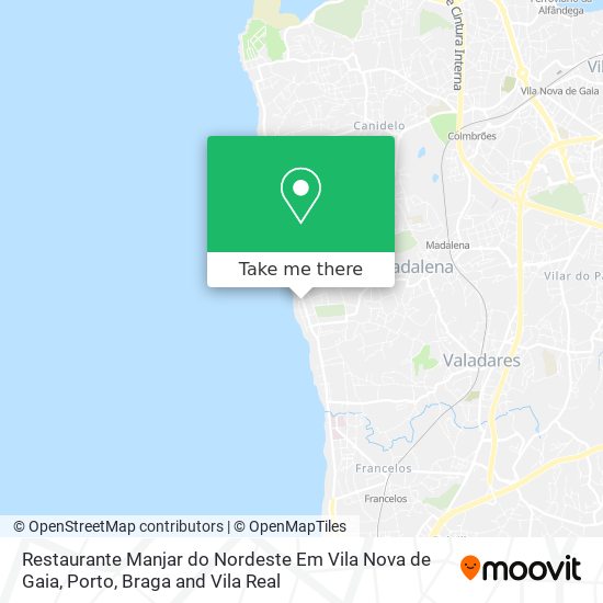 Restaurante Manjar do Nordeste Em Vila Nova de Gaia mapa