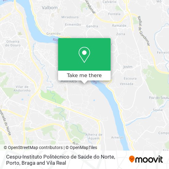 Cespu-Instituto Politécnico de Saúde do Norte mapa
