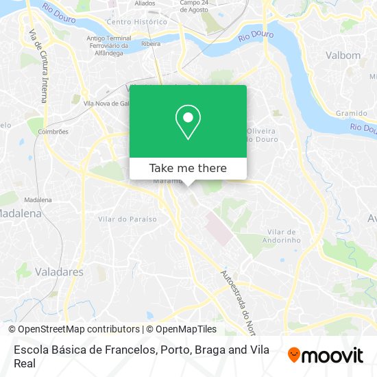 Escola Básica de Francelos mapa