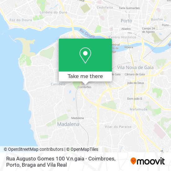 Rua Augusto Gomes 100 V.n.gaia - Coimbroes map