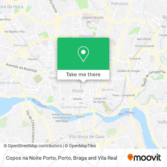 Copos na Noite Porto mapa