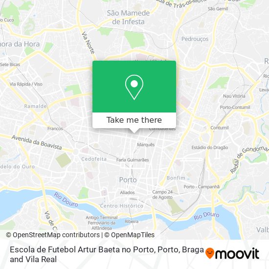 Escola de Futebol Artur Baeta no Porto mapa