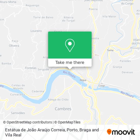 Estátua de João Araújo Correia mapa