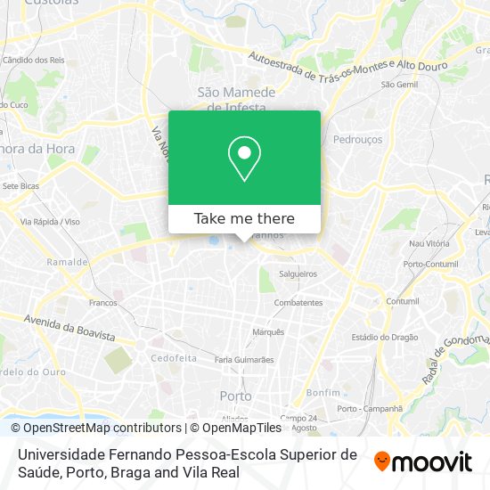 Universidade Fernando Pessoa-Escola Superior de Saúde map
