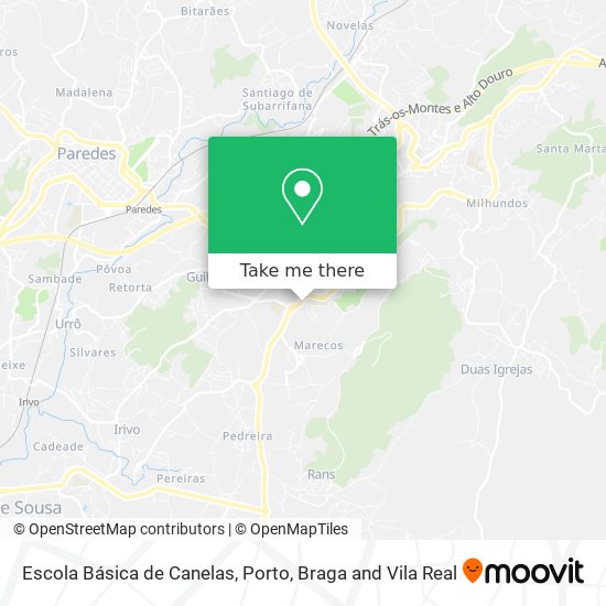 Escola Básica de Canelas map