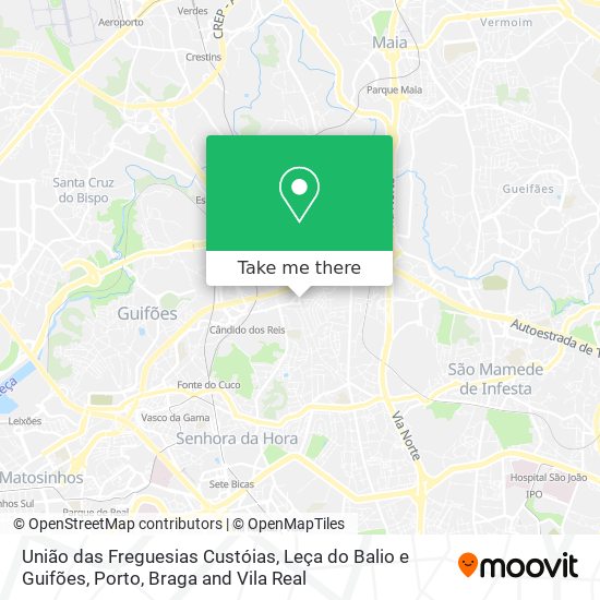 União das Freguesias Custóias, Leça do Balio e Guifões map