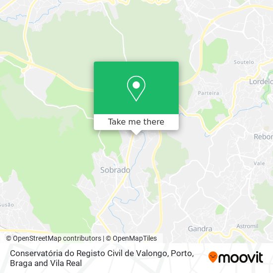 Conservatória do Registo Civil de Valongo mapa