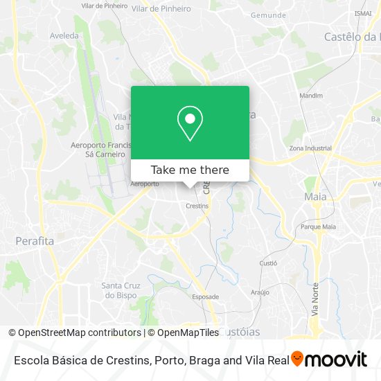 Escola Básica de Crestins mapa