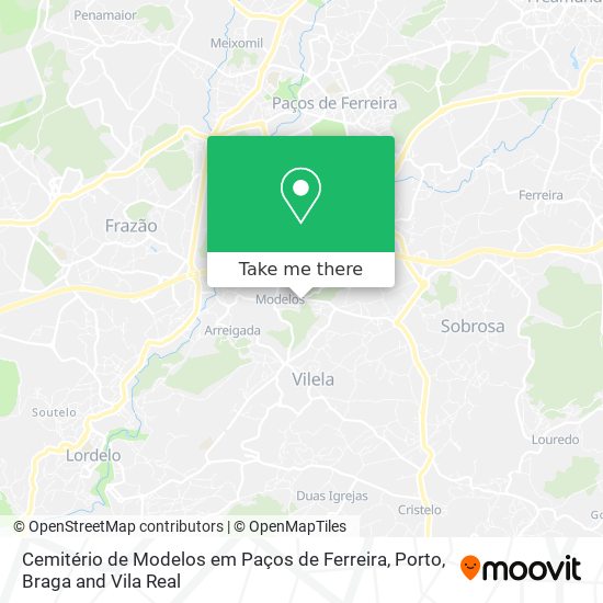 Cemitério de Modelos em Paços de Ferreira map