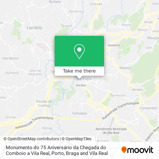Monumento do 75 Aniversário da Chegada do Comboio a Vila Real map