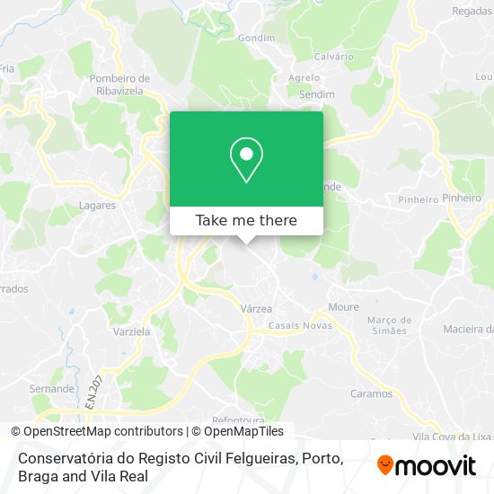 Conservatória do Registo Civil Felgueiras mapa