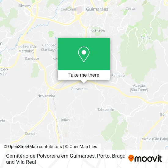 Cemitério de Polvoreira em Guimarães map