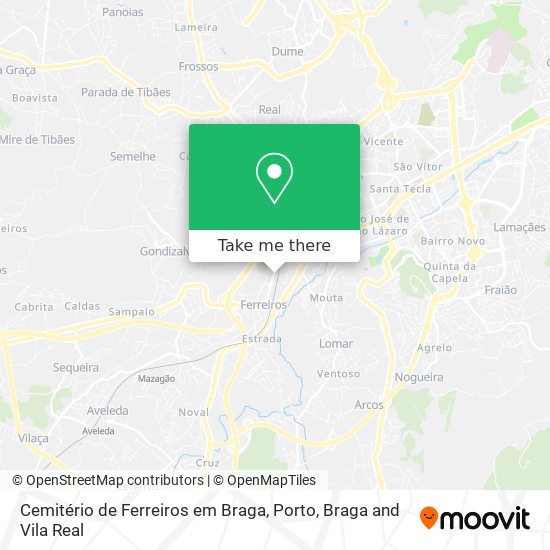 Cemitério de Ferreiros em Braga map