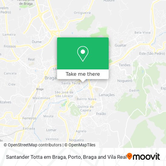 Santander Totta em Braga mapa