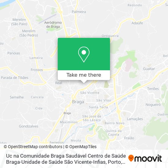 Uc na Comunidade Braga Saudável Centro de Saúde Braga-Unidade de Saúde São Vicente-Infias map