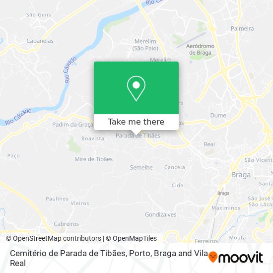 Cemitério de Parada de Tibães mapa