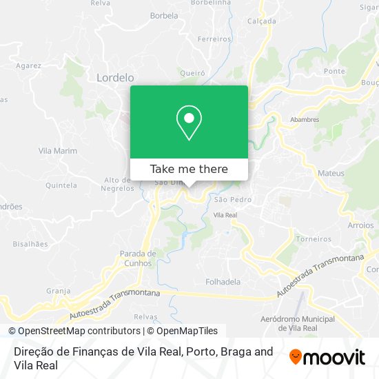 Direção de Finanças de Vila Real mapa