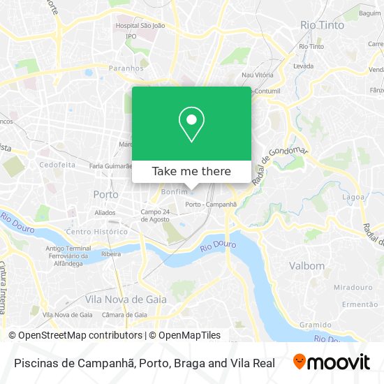 Piscinas de Campanhã mapa