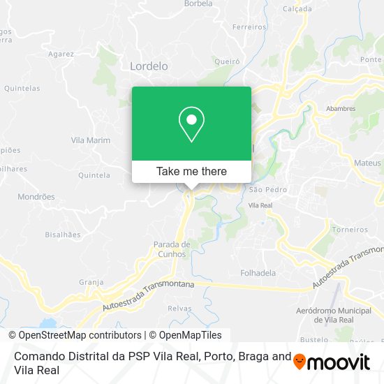 Comando Distrital da PSP Vila Real mapa