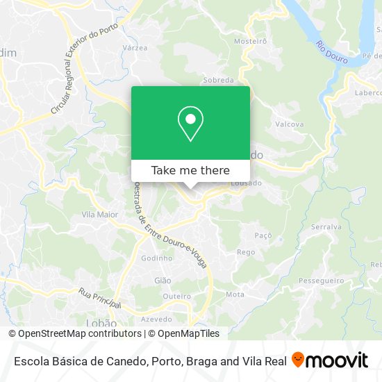 Escola Básica de Canedo mapa