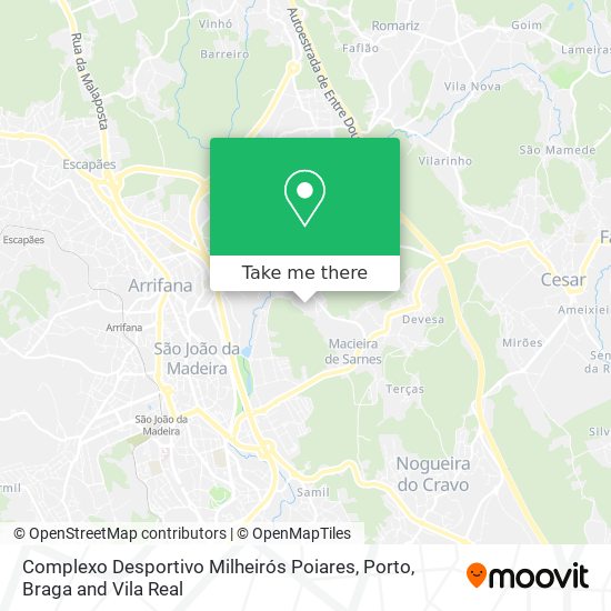 Complexo Desportivo Milheirós Poiares mapa