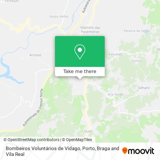 Bombeiros Voluntários de Vidago mapa